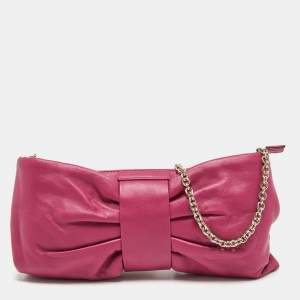 RED Valentino Pink Leather Bow Chain Clutch