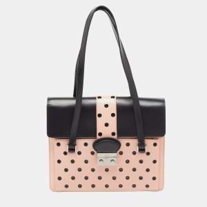 Red Valentino Pink/Black Leather Eyelet Shoulder Bag