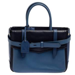 Reed Krakoff Two Tone Blue Leather Gator Boxer II Tote