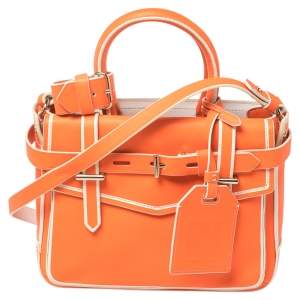 Reed Krakoff Neon Orange/White Leather Micro Boxer Tote