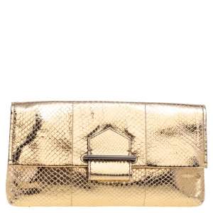 Reed Krakoff Metallic Gold Python Clutch