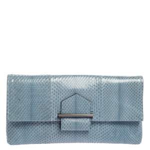 Reed Krakoff Light Blue Snakeskin Envelope Clutch