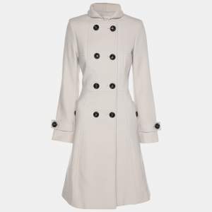Pre Owned Reiss Off White Cotton and Wool Blend Trench Coat XS