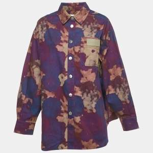 Pre Owned REMAIN Birger Christensen Purple Tie Dye Print Cotton Oversized Shirt L