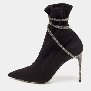 René Caovilla Black Suede Cleo Booties Size 40