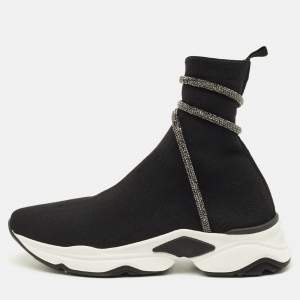 مملوكة مسبقًا حذاء رياضي رينيه كوفيللا كلِيو قماش أسود بحياكة سادة رقبة عالية مقاس 42