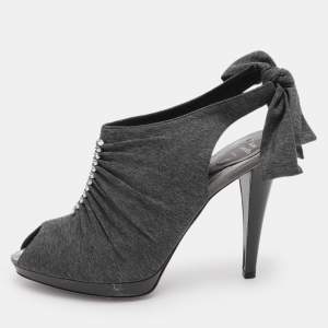 مملوكة مسبقًا حذاء بوت ريوني كوفيلا مزين بالكريستال قماش محبوك رمادي مقاس 41