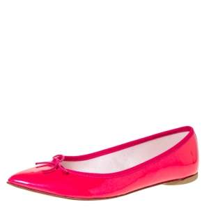 Repetto Pink Patent Leather Bow Embellished "Brigitte" Ballet Flats Size 40