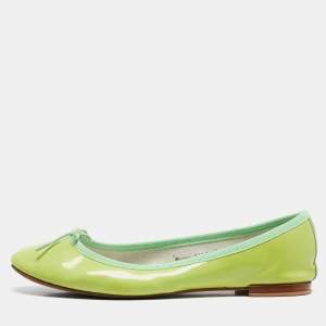 Repetto Neon Green Patent Leather Bow Ballet Flats Size 38.5