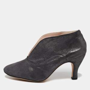 Repetto Metallic Grey Suede Ankle Booties Size 40