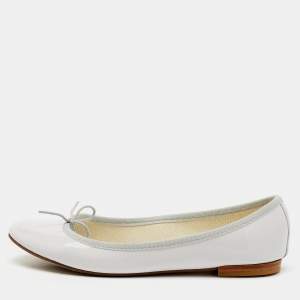 Repetto Off White Patent Leather Bow Ballet Flats Size 37.5