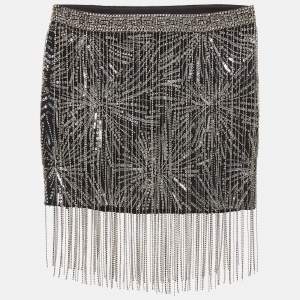 Retrofete Silver/Black Sequined Mini Skirt XXS