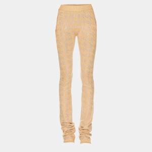 Retrofete Beige Rhinestone Embellished Rib Knit Desiree Sweatpants XS