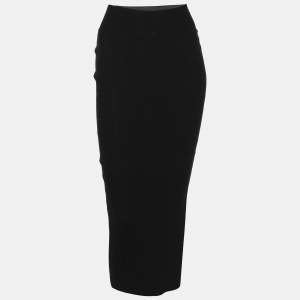Rick Owens Black Rib-Knit Fitted Midi Skirt S