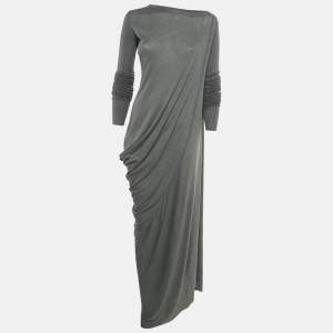 Rick Owens Dark Dust Grey Jersey Full Sleeve Maxi Dress M