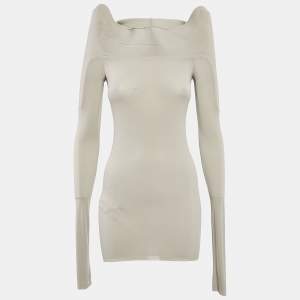 Rick Owens Grey Jersey Detail Shoulder Long Sleeve Top M