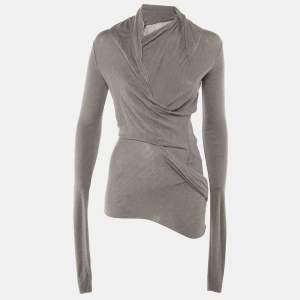 Pre Owned Rick Owens Grey Knit Knot Detail Top S