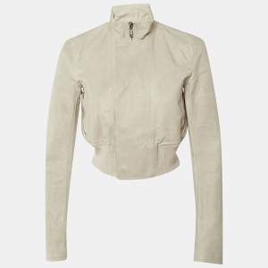 Pre Owned Rick Owens Beige Kangaroo Leather Jacket M