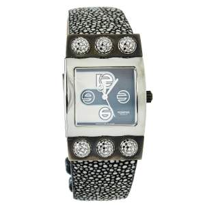 Roberge Black PVD Coated Stainless Steel Stingray Black Diamond Corvus Women's Wristwatch 26 mm