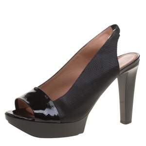 Robert Clergerie Black Leather Slingback Sandals Size 38