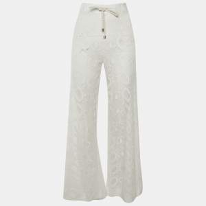 مملوكة مسبقًا Roberto Cavalli Beachwear White Lace Cover Up Pants M