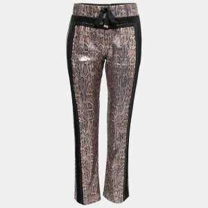 Roberto Cavalli Gym Brown Metallic Sequined Jogger Pants M