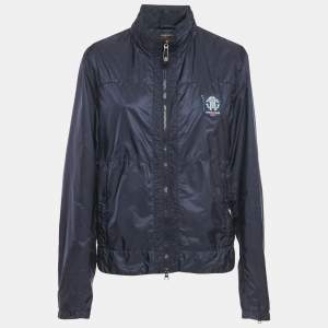 Roberto Cavalli Gym Blue Nylon Logo Applique Jacket L