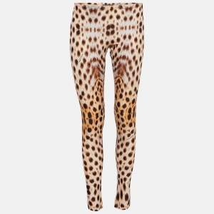 Roberto Cavalli Brown Cheetah Print Jersey Leggings M