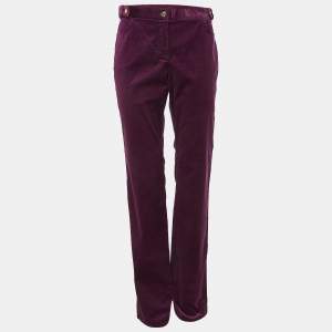 Roberto Cavalli Purple Corduroy Wide Leg Trousers M