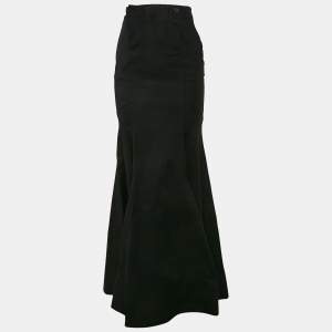 Roberto Cavalli Black Cotton Flared Maxi Skirt S