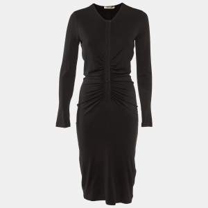 Roberto Cavalli Black Jersey Ruched Bodycon Dress M