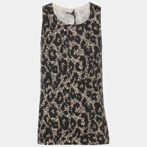 Pre Owned Roberto Cavalli Multicolor Animal Print Wool Blend Sleeveless Tops M