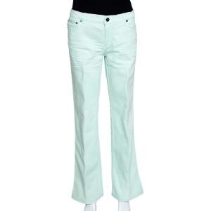 Roberto Cavalli Light Green Denim Straight Leg Jeans L