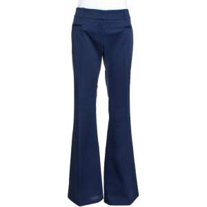 Pre Owned Roberto Cavalli Dark Blue Stretch Cotton Bootcut Trousers L