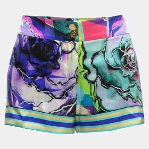 Roberto Cavalli Multicolor Floral Print Silk Shorts M