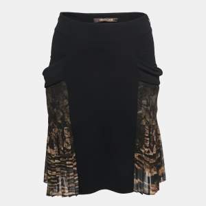 Pre Owned Roberto Cavalli Black Jersey Pleated Mini Skirt S
