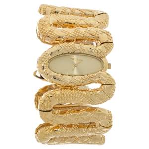 Pre Owned Roberto Cavalli Yellow Gold Plated Stainless Steel Cleopatra R7253195517 Women's Wristwatch 40 MM