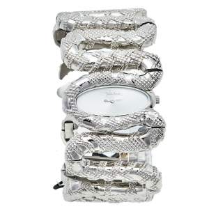 Pre Owned Roberto Cavalli Silver Stainless Steel Cleopatra R7253195515 Women's Wristwatch 40 mm