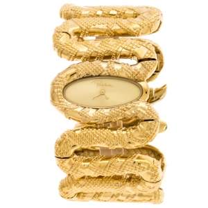 Roberto Cavalli Yellow Gold Plated Stainless Steel Cleopatra R7253195517 Women's Wristwatch 40 mm