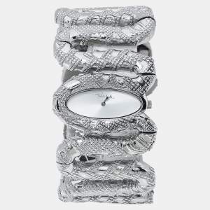 Pre Owned Roberto Cavalli Silver Stainless Steel Cleopatra R7253195515 Women's Wristwatch 40 mm