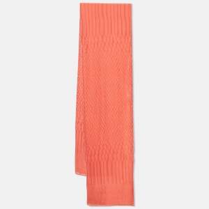 Pre Owned Roberto Cavalli Pink Snake Skin Patterned Silk Scarf 