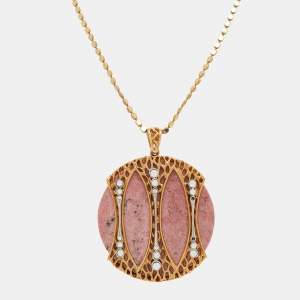 Roberto Cavalli Pink Marble Crystal Two Tone Necklace