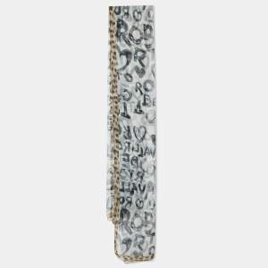 Pre Owned Roberto Cavalli Brown Logo and Leopard Print Silk Stole 