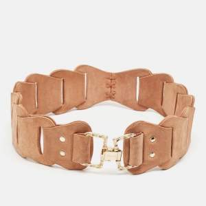Roberto Cavalli Beige Suede Metal Square Waist Belt S