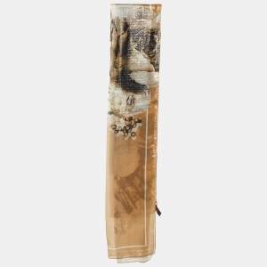 مملوكة مسبقًا Roberto Cavalli Brown Printed Silk Scarf