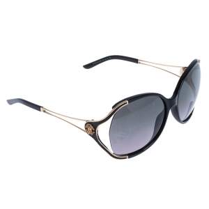 Pre Owned Roberto Cavalli Black/Grey 669S Clerodendro Oversized Round Sunglasses 