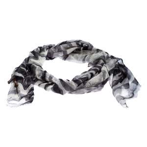 Roberto Cavalli Grey Camouflage Print Cashmere and Silk Scarf 
