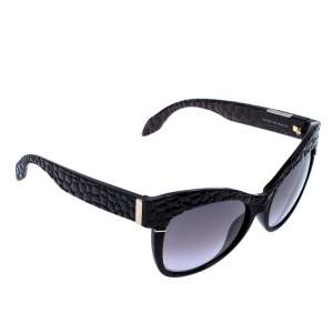 Roberto Cavalli Black Croc Embossed/ Grey Gradient 740S Teti Cat Eye Sunglasses