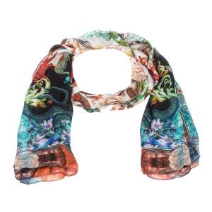 Roberto Cavalli Multicolor Printed Silk Scarf