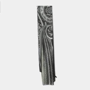 Pre Owned Roberto Cavalli Black Printed Silk Scarf